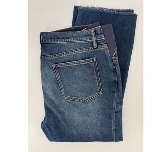 Hatch Maternity Jeans Womens 33 Blue Raw Hem Cropped Flare Crossover Panel
